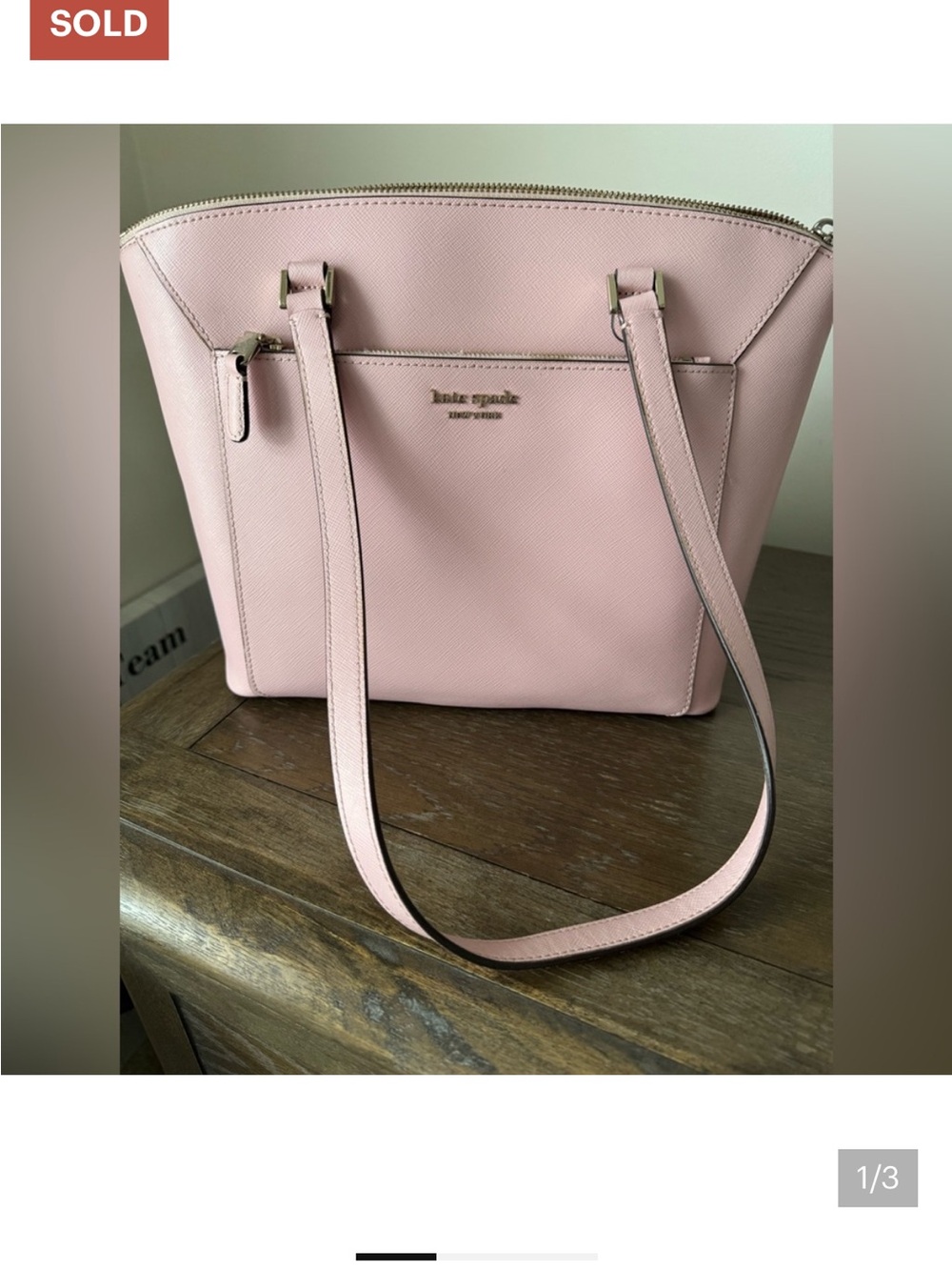 kate spade Blush Pink Saffiano Tote with Gold Hardware